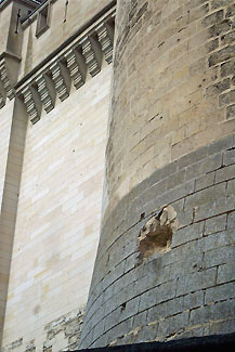 Cannonball hole at Pierrefonds.  Photo 2011 by Clara Dudezert. All rights reserved.