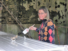 Marnie de Vanssay doing restoration work. Photo copyright Count and Countess de Vanssay.  All rights reserved.