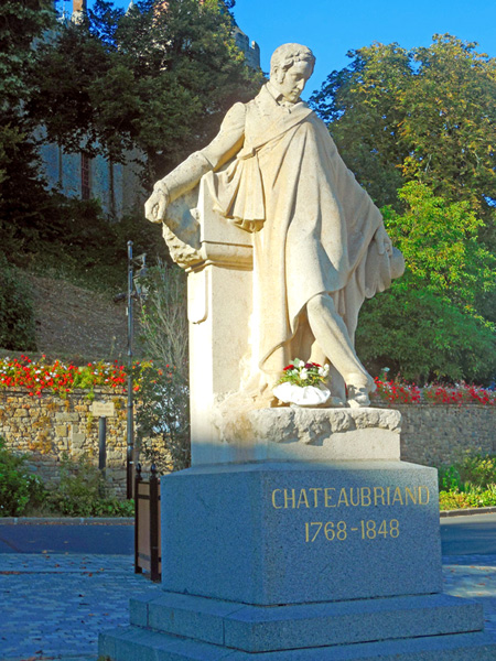 Châteaubriand Statue in Combourg.  Copyright Cold Spring Press.  All rights reserved.