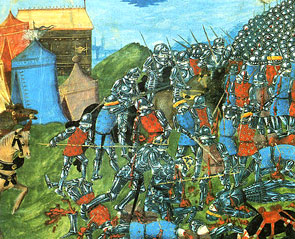 Clovis at Battle of Vouillé 507 AD.  Wikipedia from a 15th century painting.