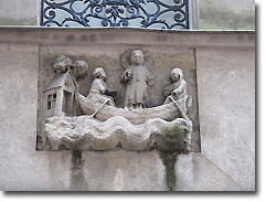 Relief of 14th century of Julian the Hospitaller, 42 rue Galande, Paris - Credit: Wikimedia