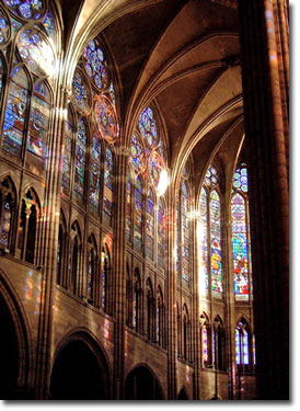 Height and light : two characteristics of the early Gothic architecture at St. Denis.  Photo Wikipedia.