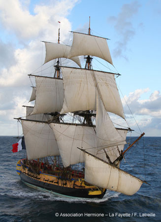 L' Hermione.  Photo courtesy of Association Hermione-La Fayette