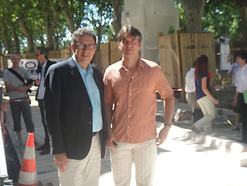 Narbonne's Mayor and the head of the Office de Tourisme.  Copyright 2012 Marlane O'Neill.  All rights reserved.