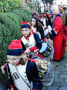 At the vendange festivities, a junior drum corps.