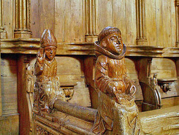 15th Century carved stalls in Mortemart Church.  Photo courtesy Les Plus Beaux Villages de France web site