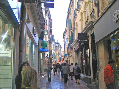 Pedestrian street in Narbonne. Copyright Marlane O'Neill 2009.   All rights reserved