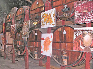 Wine barrels and art.  Copyrighted 2010 Marlane O'Neill. All rights reserved.