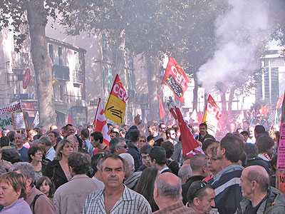 Manifestants at La Grve, Narbonne.  Copyright 2010 Marlane O'Neill.  All rights reserved.
