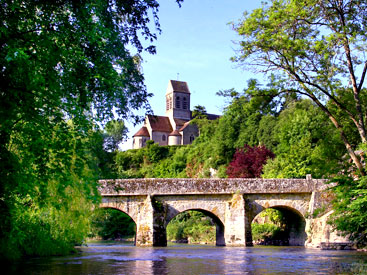 Saint-Céneri-le-Gérei on the Sarthe.  Courtesy of Normandy Tourism UK