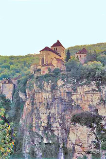 Dramatic view of Saint-Cirq Lapopie.  Copyright Cold Spring Press.  All rights reserved.