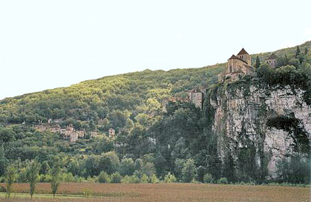 St-Cirq Lapopie from the River Lot.  Copyright Cold Spring Press.  All rights reserved.