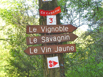 Signs for walkers in the Jura